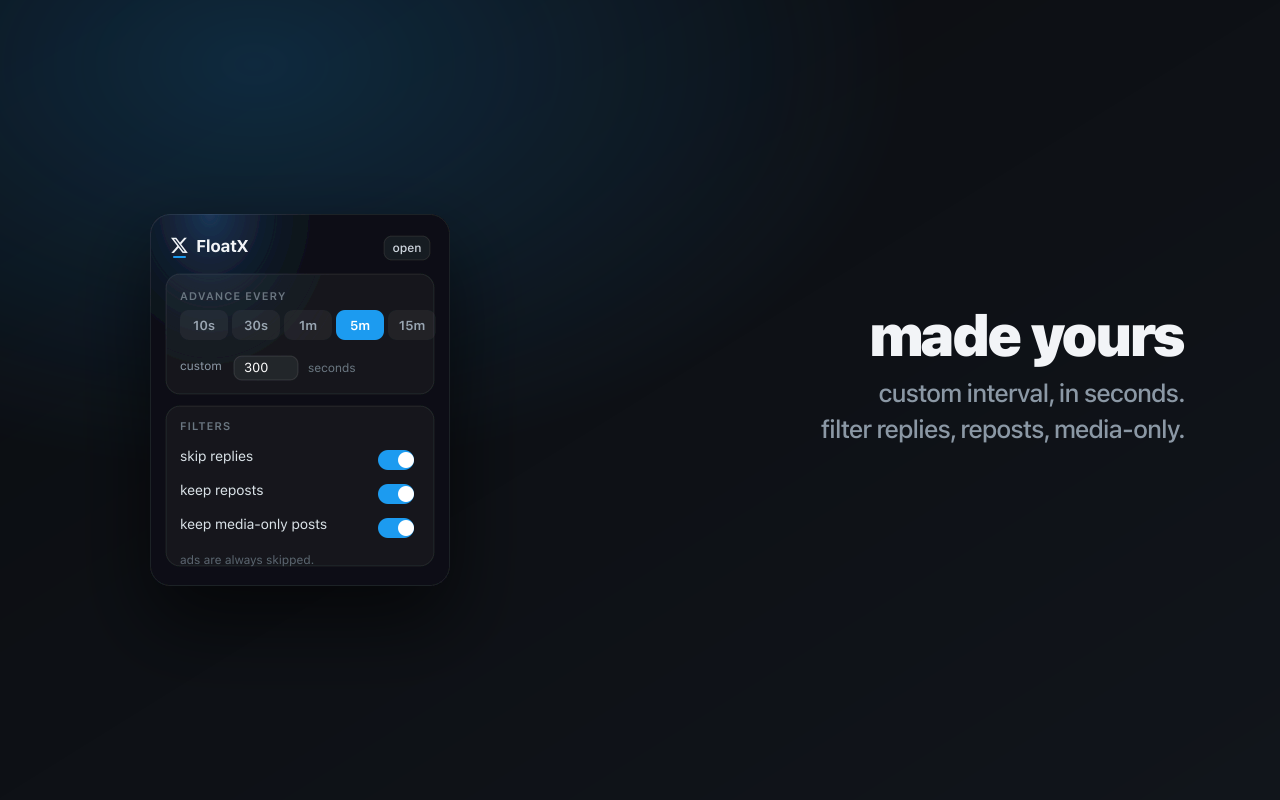 FloatX size and transparency settings